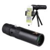 10X-300X Mini Monocular Telescope BAK4 Prisms Life Water-resistant with Phone Holder Mini Tripod Stand Carry Bag for Watching Scenery Bird Wildlife Concert Sports Events
