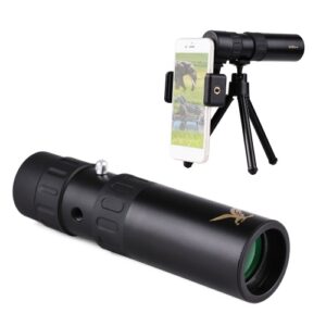 10X-300X Mini Monocular Telescope BAK4 Prisms Life Water-resistant with Phone Holder Mini Tripod Stand Carry Bag for Watching Scenery Bird Wildlife Concert Sports Events