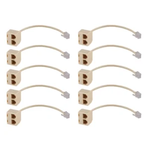 10X RJ11 6P4C 2 Way Outlet Telephone Jack Line Splitter Adapter Beige
