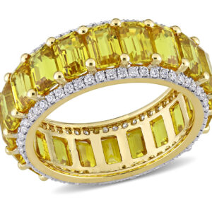 11.20 Carat (ctw) Yellow Sapphire Ring Band with Diamonds in 14K Yellow Gold
