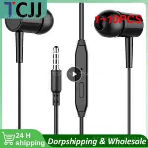 1~10PCS In-ear Earbuds 2 Color Optional 3.5mm In-ear Wired Earphone Built-in Microphone High Quality Headset With Mic Earbuds
