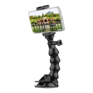 16cm/6.3in Flexible Suction Cup Mount Windshield Suction Cup Phone Mount 360¡ãRotatable 1/4 Inch Screw Connector with Phone Holder for Smartphone Sports Camera