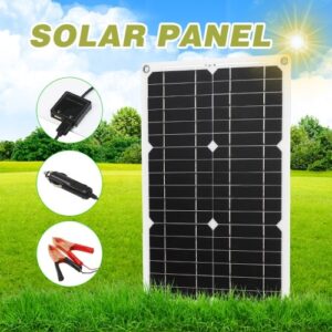 18W 12V Solar Panel Kit Dual USB Port Off Grid Monocrystalline Module with Solar Charge Controller SAE Connection Cable Kits