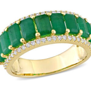 2.40 Carat (ctw) Emerald Ring band with Diamonds in 14K Yellow Gold