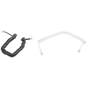 2PCS 24CM Black RJ9 Telephone Phone Modem Coil Line Cord Cable With 150CM White Stretchy RJ9 4P4C Telephone Coiled