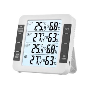 3 Channel Digital Indoor Outdoor Thermohygrometer with Remote Sensor 328ft/ 100m Backlight Thermometer Humidity Meter Comfortable Level Temperature Humidity Monitor with 3 Transmitters for Home Office Greenhouse Warehouse