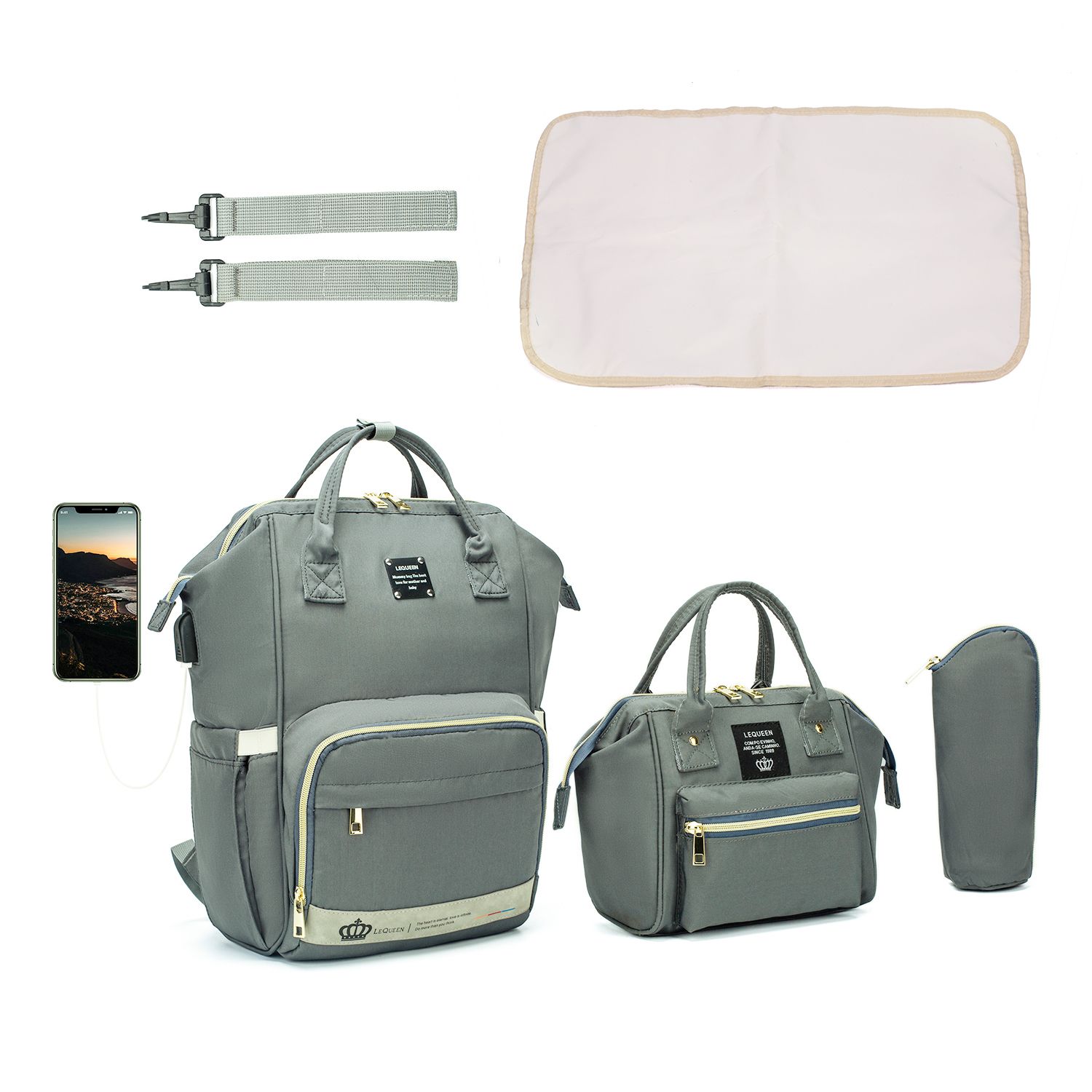 3-piece Multicolorful Baby Bag Diagonal Bag Backpack Large Capacity 3-piece Multicolorful Baby Bag Diagonal Bag Backpack Large Capacity
