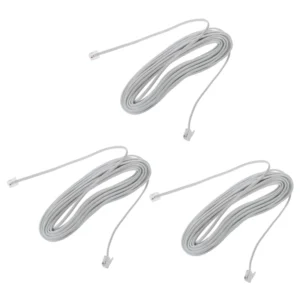 3X 9M 30Ft RJ11 6P2C Modular Telephone Phone Cables Wire White