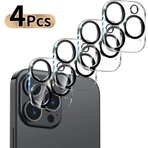4Pcs Full Cover Protective Glass On Iphone 11 12 13 Pro Max 15 Pro Camera Protector iphone 14 Pro Max Transparent Lens Protector