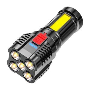 5 LED Flashlight Portable High Lumen Work Light USB Rechargeable Light with Sidelight