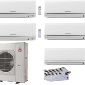 5-Zone Mini Split Air Conditioner System with 42000 BTU Cooling Capacity Two (6K) Indoor Units Two (9K) Indoor Units One (12K) Indoor Unit