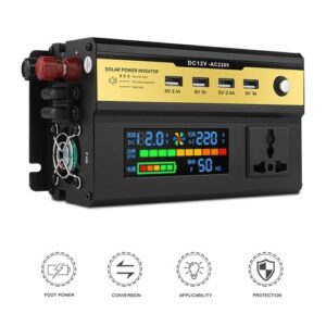 5000W Car Power Inverter LED Digital Modified Sinewave Inverter 12V to 220V Converter with AC Outlets 4 USB Charging Ports for Car Vehicle Home Laptops