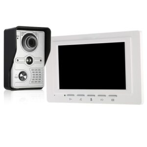 7 Inch Wired Video Doorbell Indoor Monitor with IR-CUT Rainproof Outdoor Camera Visual Intercom Two-way Audio Remote Unlock Video Door Phone