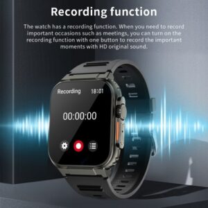 A70 1.96 Inches Smartwatch IP68 Waterproof Sports Watch BT5.0 Intelligent Watch Fitness Tracker Multifunctional Watch Compatible with Android4.4/ iOS8.0