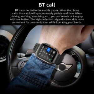 A70 1.96 Inches Smartwatch IP68 Waterproof Sports Watch BT5.0 Intelligent Watch Fitness Tracker Multifunctional Watch Compatible with Android4.4/ iOS8.0