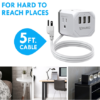 Aduro Square Power Strip - 3 AC Outlets & 3 USB Ports