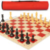 Archer's Bag Standard Club Plastic Chess Set Black & Camel Pieces - Red