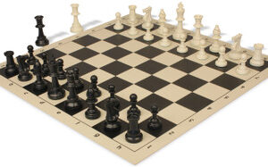 Archer's Bag Standard Club Plastic Chess Set Black & Ivory Pieces - Black