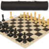 Archer's Bag Standard Club Triple Weighted Plastic Chess Set Black & Camel Pieces - Black