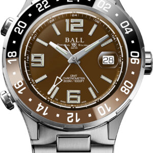 BALL Roadmaster Pilot GMT Brown Dial Titanium/SS Bracelet Watch, 40mm