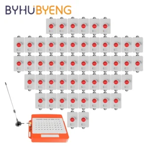 BYHUBYENG 1 Receiver 50 Call Bell Waterproof Wireless Calling Lifting System Construction Elevator FM 433.92MHz Button