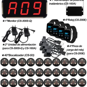 BYHUBYENG Restaurant Pager Wireless Waiter Call System 4 Watch+40 Button Receiver+1 Display +1 Amplifier