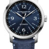 Baume & Mercier Classima 42mm Watch with Sun-Satin Blue Dial and Fabric Strap