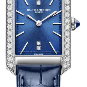 Baume & Mercier Hampton 35mm x 22mm Watch with Blue Dial and Alligator Strap