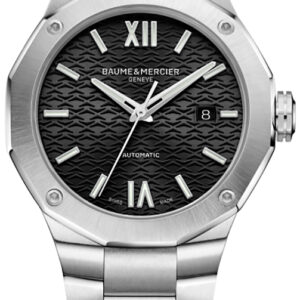 Baume & Mercier Riviera Automatic Black Dial Polished Steel Bracelet Watch, 42mm