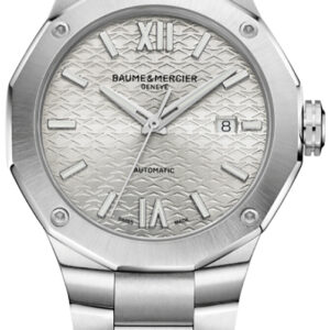 Baume & Mercier Riviera Automatic Silver Dial Polished Steel Bracelet Watch, 42mm