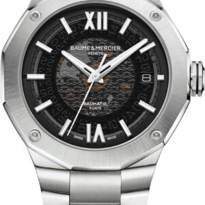 Baume & Mercier Riviera Automatic Smokey Grey Dial SS Bracelet Watch, 42mm