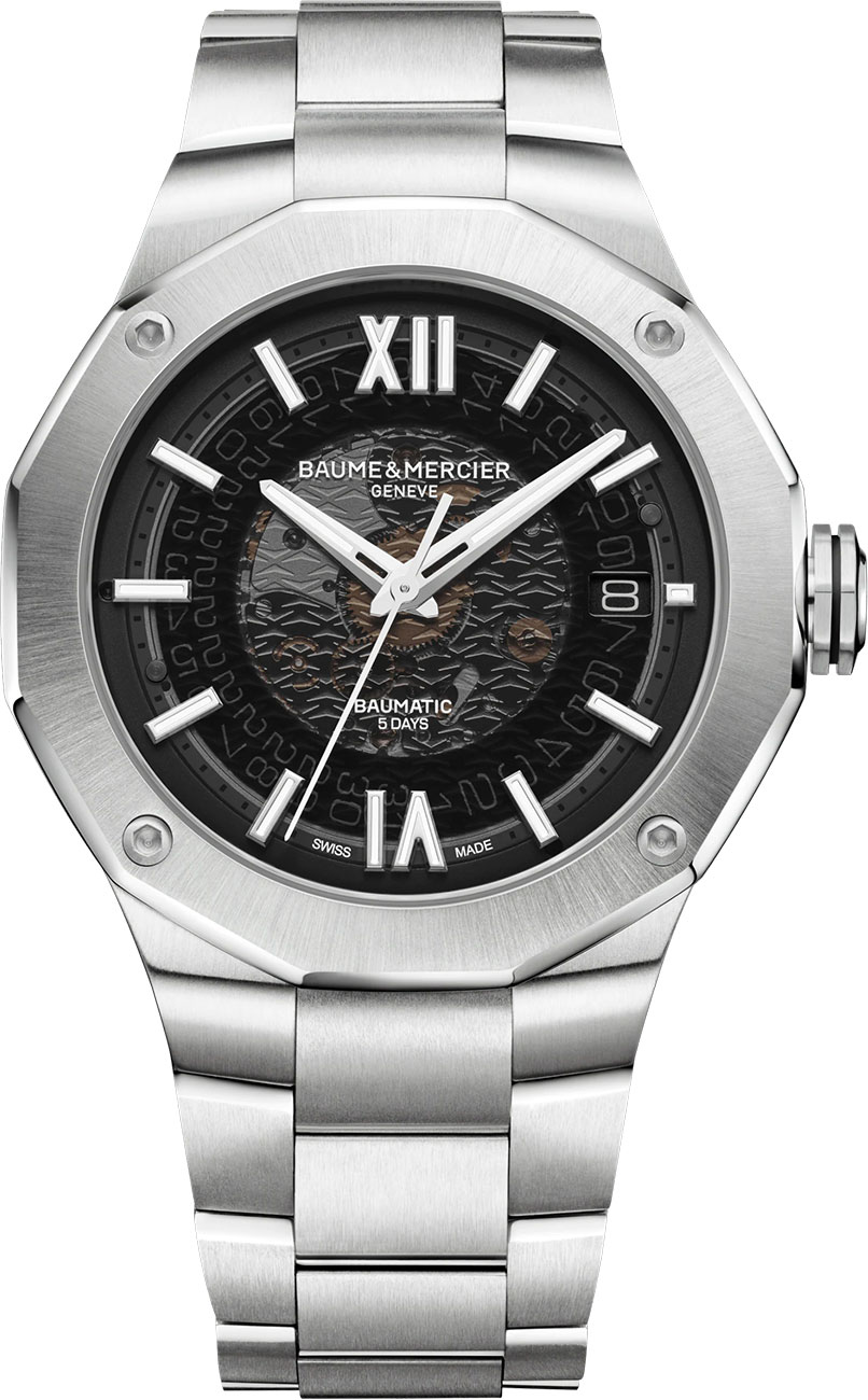 Baume & Mercier Riviera Automatic Smokey Grey Dial SS Bracelet Watch, 42mm Baume & Mercier Riviera Automatic Smokey Grey Dial SS Bracelet Watch, 42mm