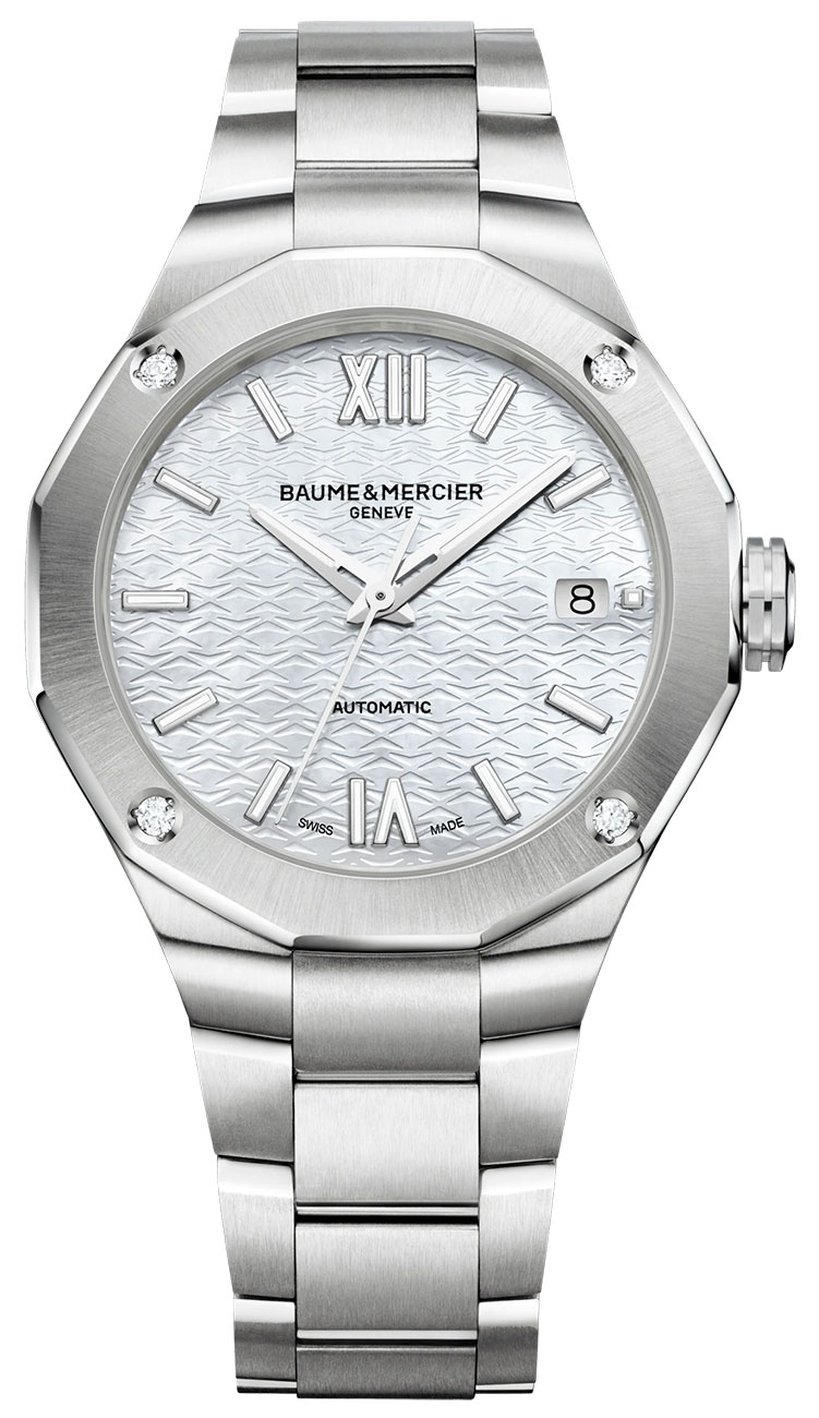 Baume & Mercier Riviera Automatic White MOP Dial SS Bracelet Watch, 33mm Baume & Mercier Riviera Automatic White MOP Dial SS Bracelet Watch, 33mm