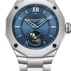 Baume & Mercier Riviera Moon Phase Blue Dial Stainless Steel Bracelet Watch, 43mm