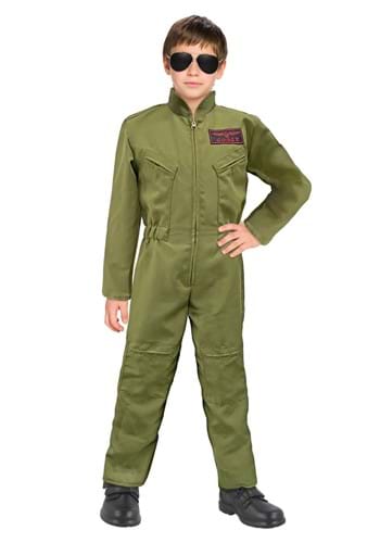 Boy's Green Fighter Pilot Jumpsuit Costume Boy's Green Fighter Pilot Jumpsuit Costume