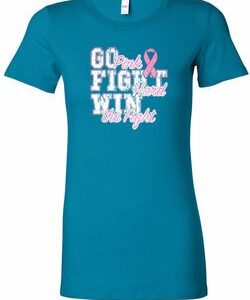 Breast Cancer Awareness Go Fight Win Ladies Longer Length Shirt