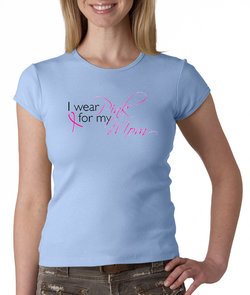 Breast Cancer Ladies Shirt Crewneck I Wear Pink For My Mom Baby Blue