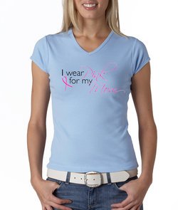 Breast Cancer Ladies Shirt V-neck I Wear Pink For My Mom Baby Blue