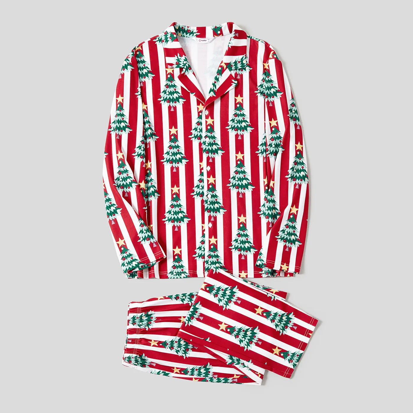 Christmas Family Matching Trees Print Stripes Long-sleeve Pajamas Sets(Flame resistant) Christmas Family Matching Trees Print Stripes Long-sleeve Pajamas Sets(Flame resistant)