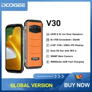 DOOGEE V30 eSIM Dual Speakers 5G Rugged Phone 6.58"FHD 120Hz Display 8+256GB 108MP Ai Main Camera 10800mAh Battery Phone