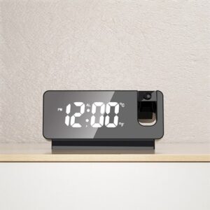 Digital LED Projection Alarm Clock Table Clock Bedroom Bedside Clock Sleep Timer Large Ceiling Clock with Temperature Time Date Display for Adults Kids
