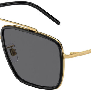Dolce & Gabbana 0DG2220 Polarized Sunglasses with Gold and Black Frame And Brown Gradient Lenses, 57mm