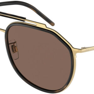 Dolce & Gabbana 0DG2277 Sunglasses with Gold Havana Frame And Dark Brown Lenses, 57mm