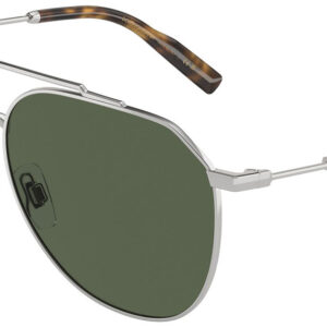 Dolce & Gabbana 0DG2296 Polarized Sunglasses with Silver Frame And Dark Green Lenses, 58mm