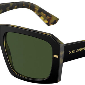 Dolce & Gabbana 0DG4430F Sunglasses with Matte Black On Yellow Havana Frame And Dark Green Lenses, 54mm