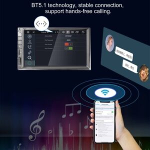 Double Din 7 inch Car Stereo Radio MP5 Car BT Multimedia Player FM Receiver Audio Touch Screen DSP/CarPlay/Android Auto/Mirror-Link