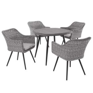 Endeavor Collection EEI-3320-GRY-GRY-SET 5 PC Outdoor Patio Wicker Rattan Dining Set in Grey Grey