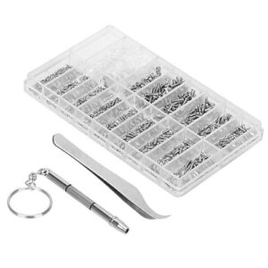 Eyeglasses Repairing Kit Set Assorted Storage Box Design 1000PCS Screws and Pads with Micro Screwdriver for Watch Clock Spectacle Eyewear Repairing Portable