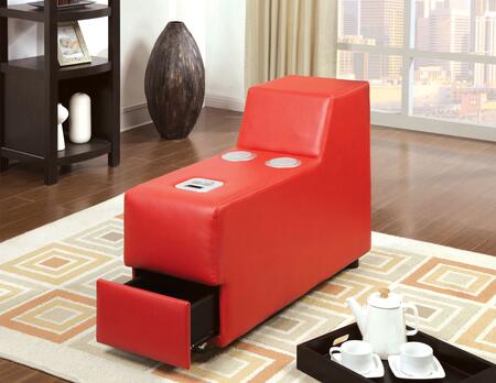Floria Collection CM6122RD-CS 15" Bluetooth Speaker Console with Chrome Legs and Bonded Leather Match in Floria Collection CM6122RD-CS 15" Bluetooth Speaker Console with Chrome Legs and Bonded Leather Match in