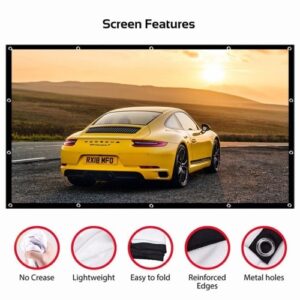 Foldable No Crease Soft Projector Screen Holes Hanging Portable Home Movie Meeting Screen (72inch 16:9)